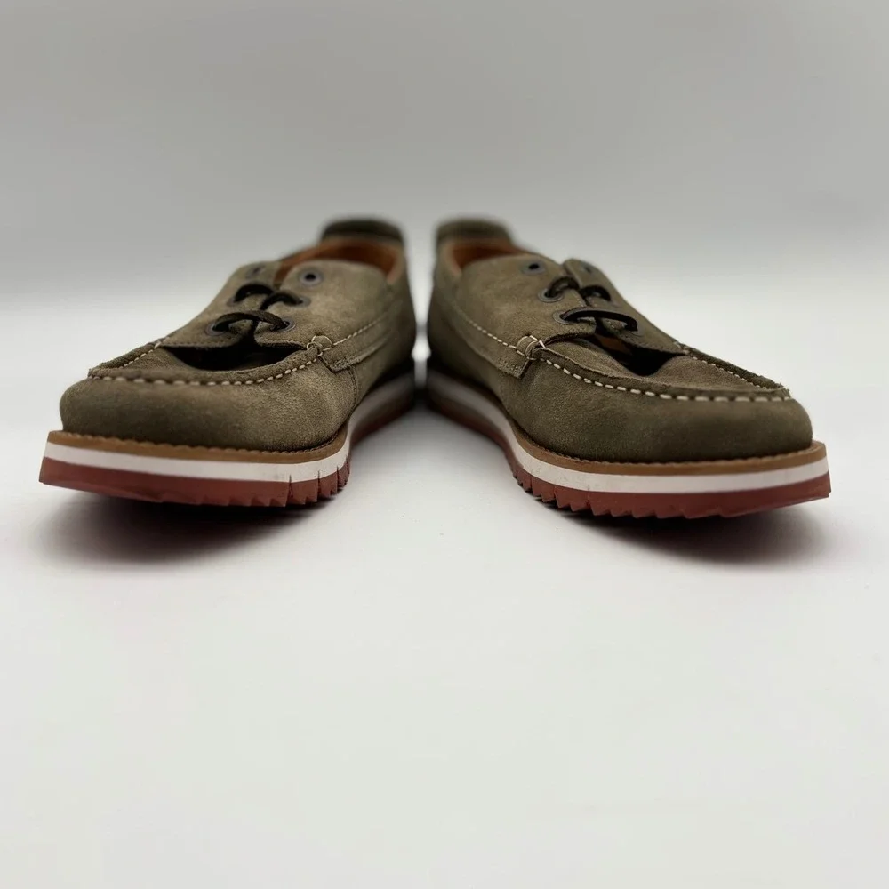 Clarks Mens Olive Green Suede Boat Shoes MocToe‎ Wedge Sole 261577597075 Size8.5